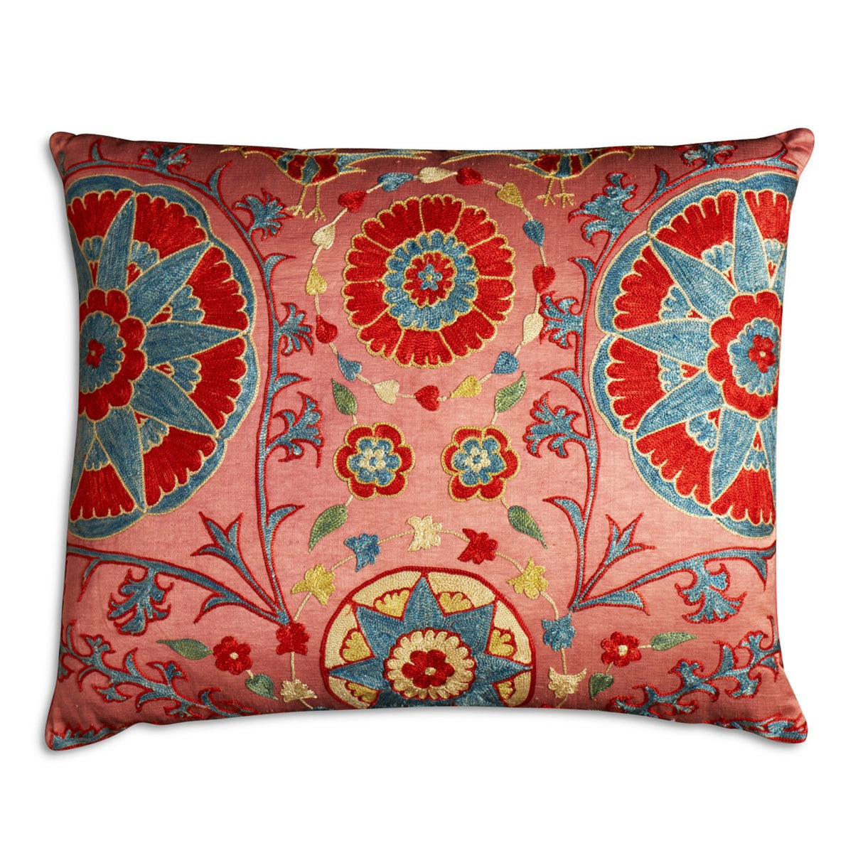 Nushka Cushions A Rectangular Floral Silk Suzani Embroidered cushion