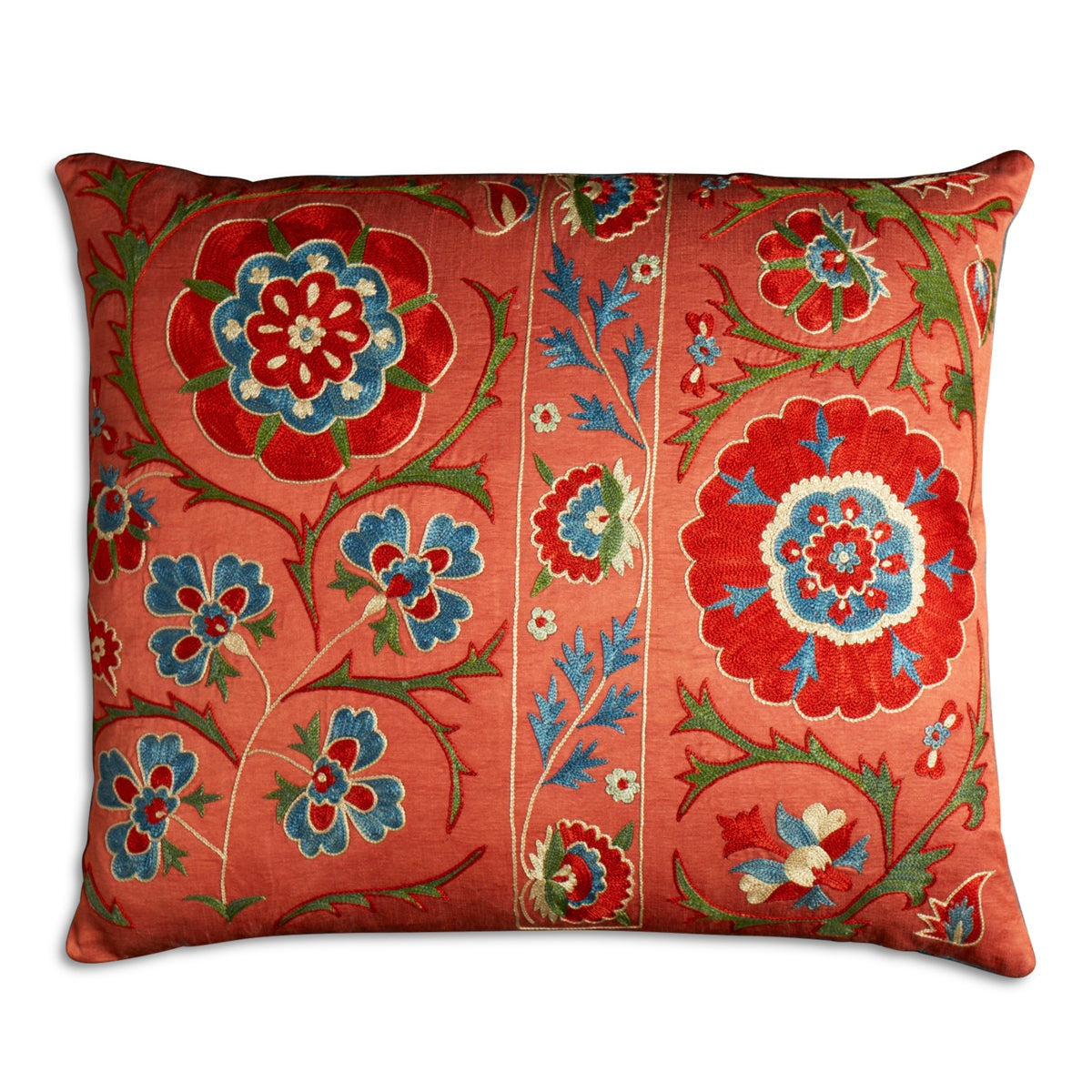 Nushka Cushions A Rectangular Floral Silk Suzani Embroidered cushion