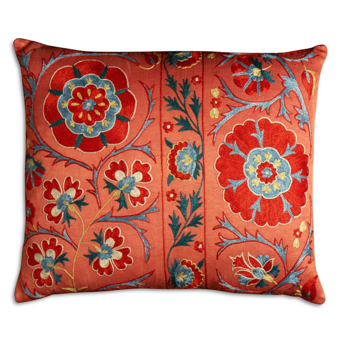 Nushka Cushions A Rectangular Floral Silk Suzani Embroidered cushion