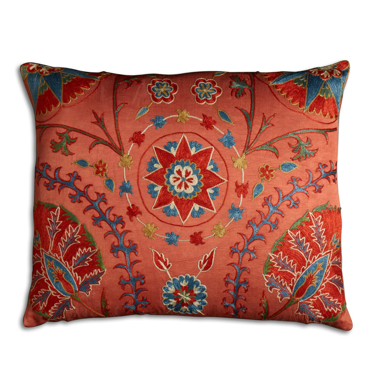 Nushka Cushions A Rectangular Floral Silk Suzani Embroidered cushion