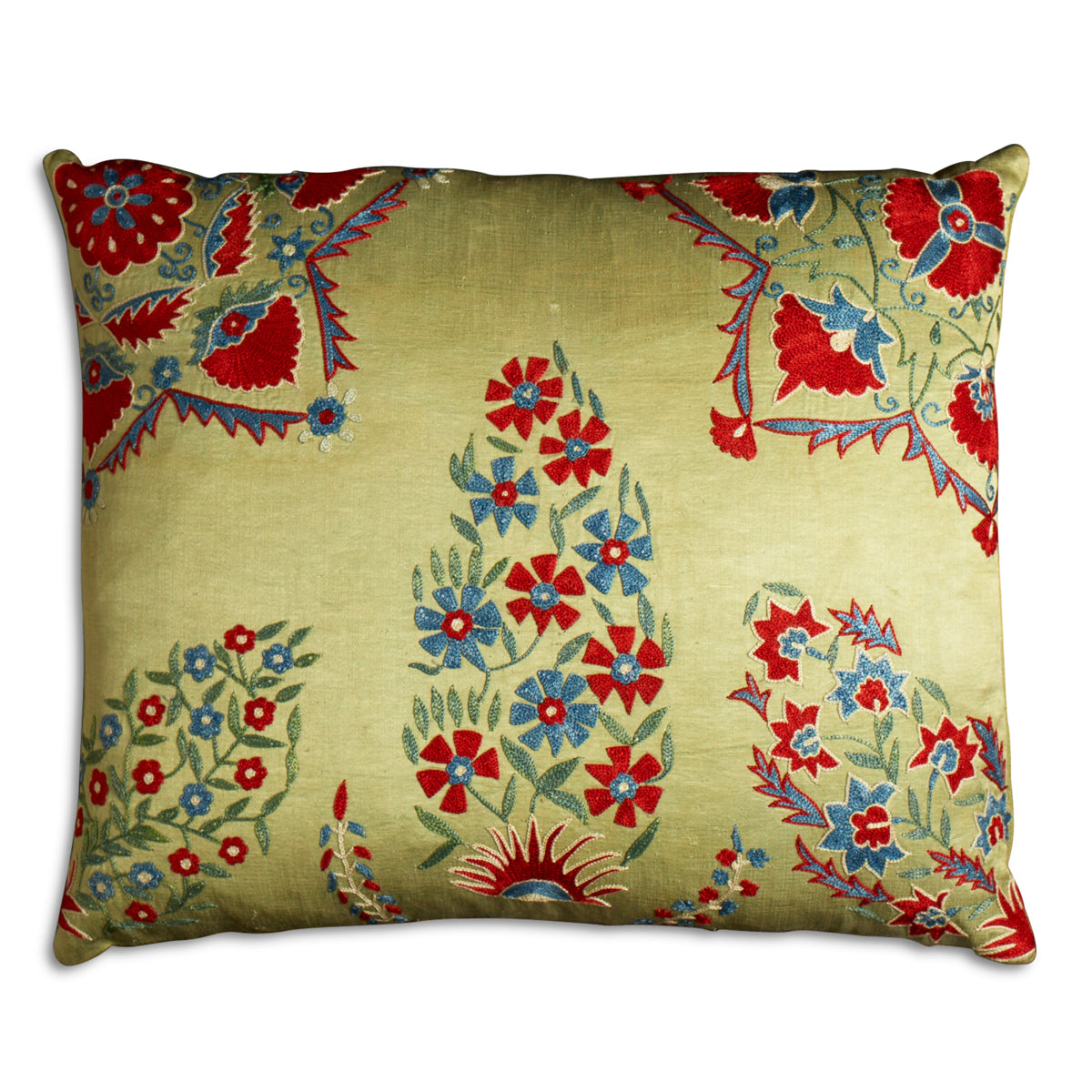 Nushka Cushions A Rectangular Floral Silk Suzani Embroidered cushion