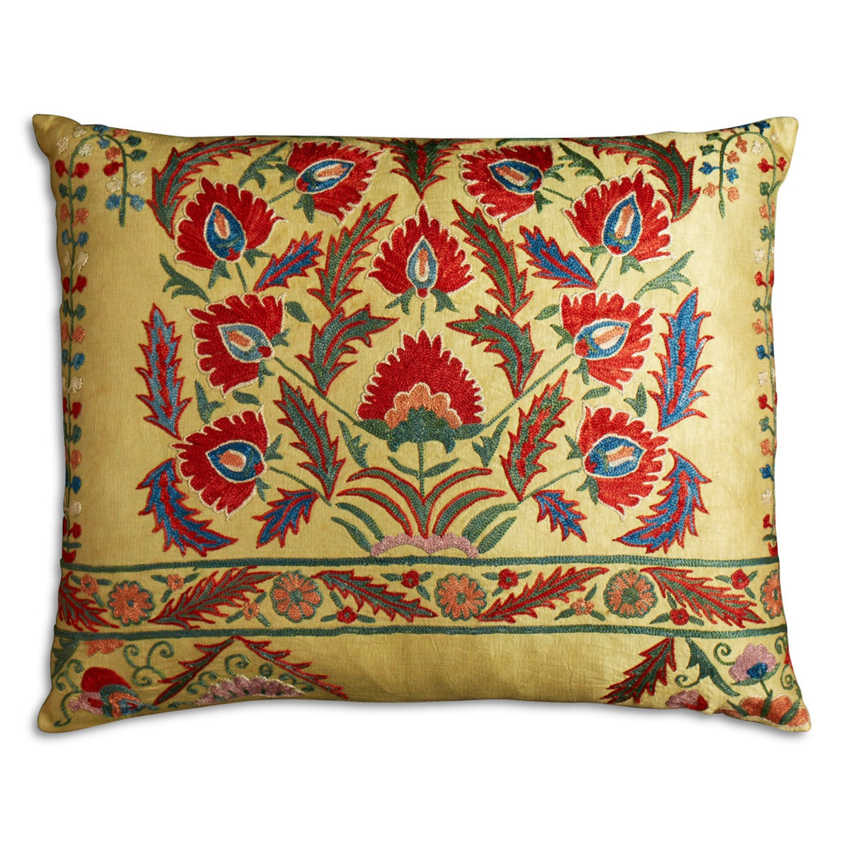 Nushka Cushions A Rectangular Floral Silk Suzani Embroidered cushion