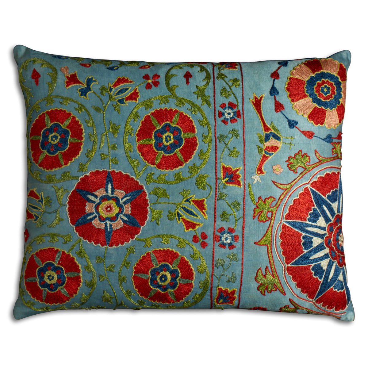 Nushka Cushions A Rectangular Floral Silk Suzani Embroidered cushion