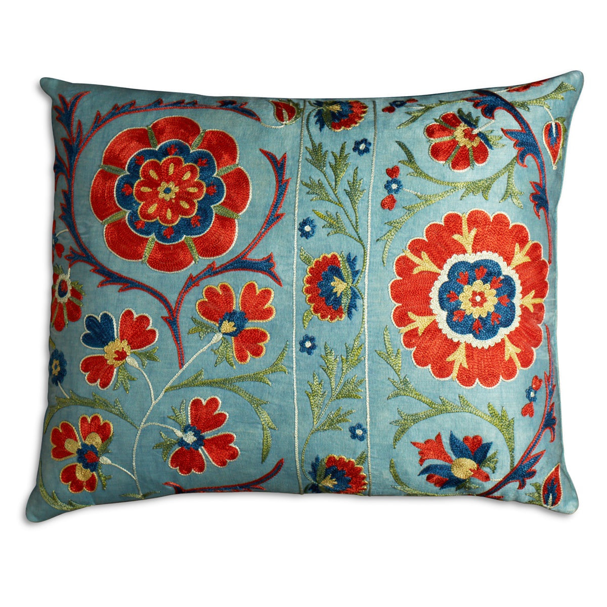 Nushka Cushions A Rectangular Floral Silk Suzani Embroidered cushion