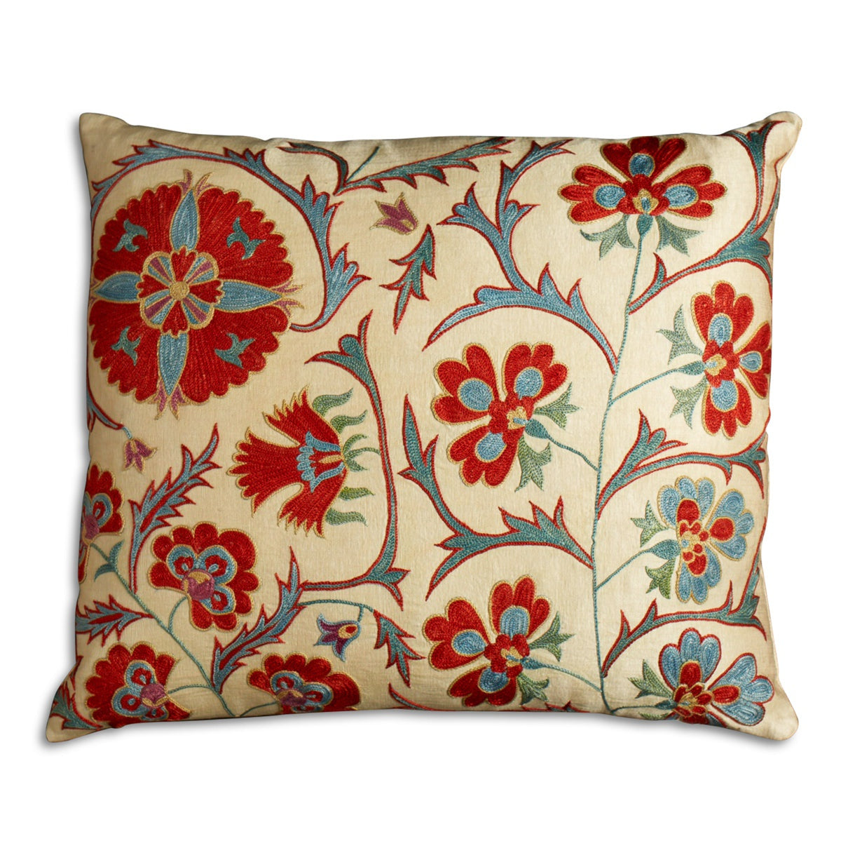 Nushka Cushions A Rectangular Floral Silk Suzani Embroidered cushion