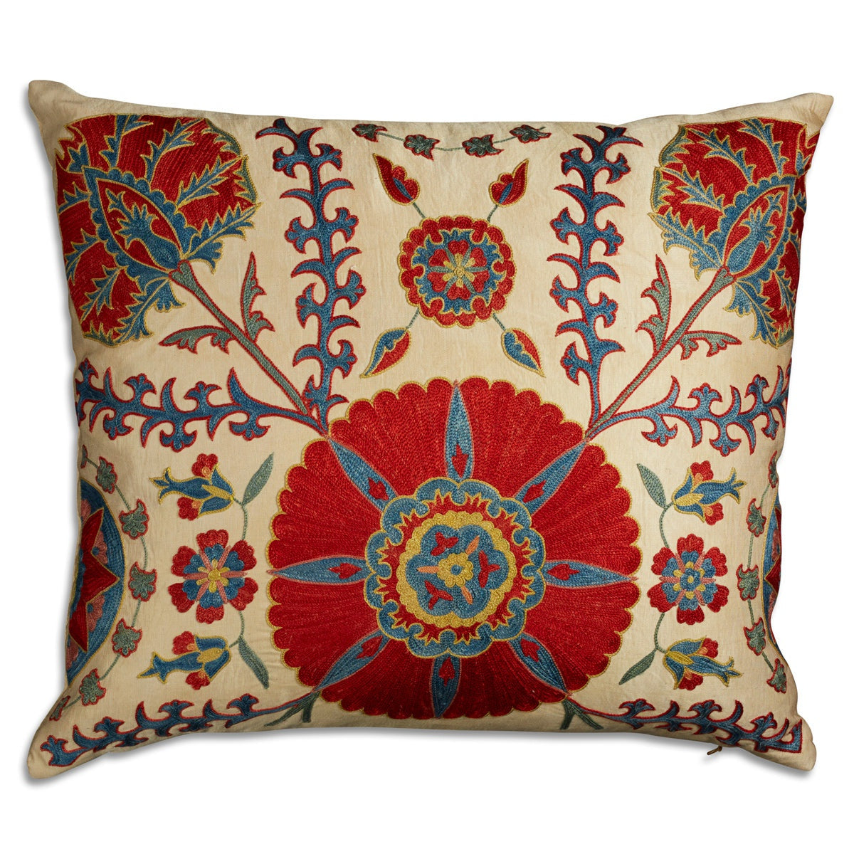 Nushka Cushions A Rectangular Floral Silk Suzani Embroidered cushion