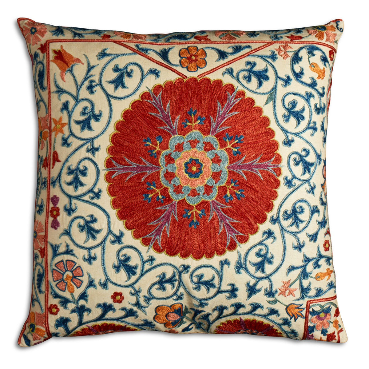 Nushka Cushions A Square Floral Silk Suzani Embroidered cushion