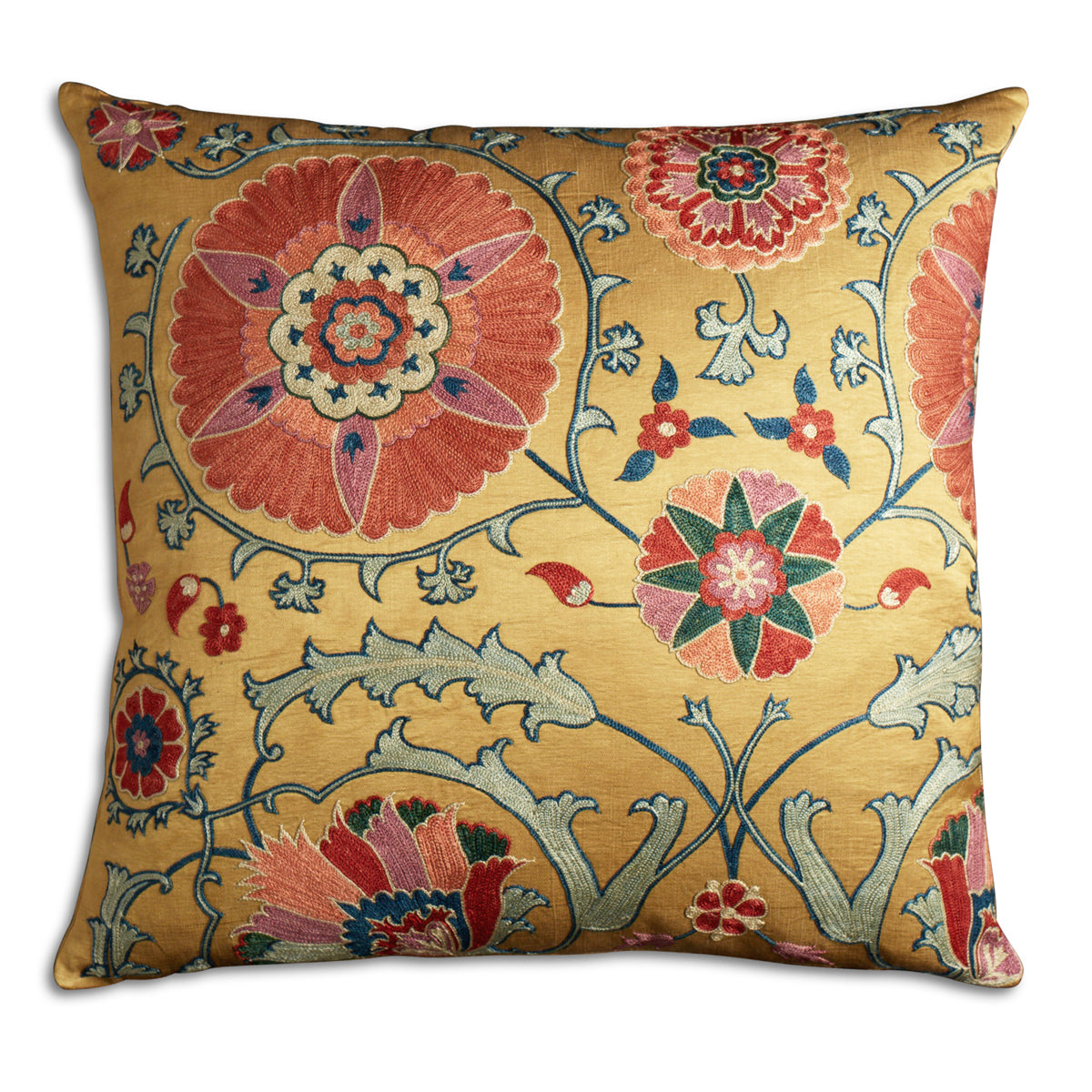 Nushka Cushions A Square Floral Silk Suzani Embroidered cushion