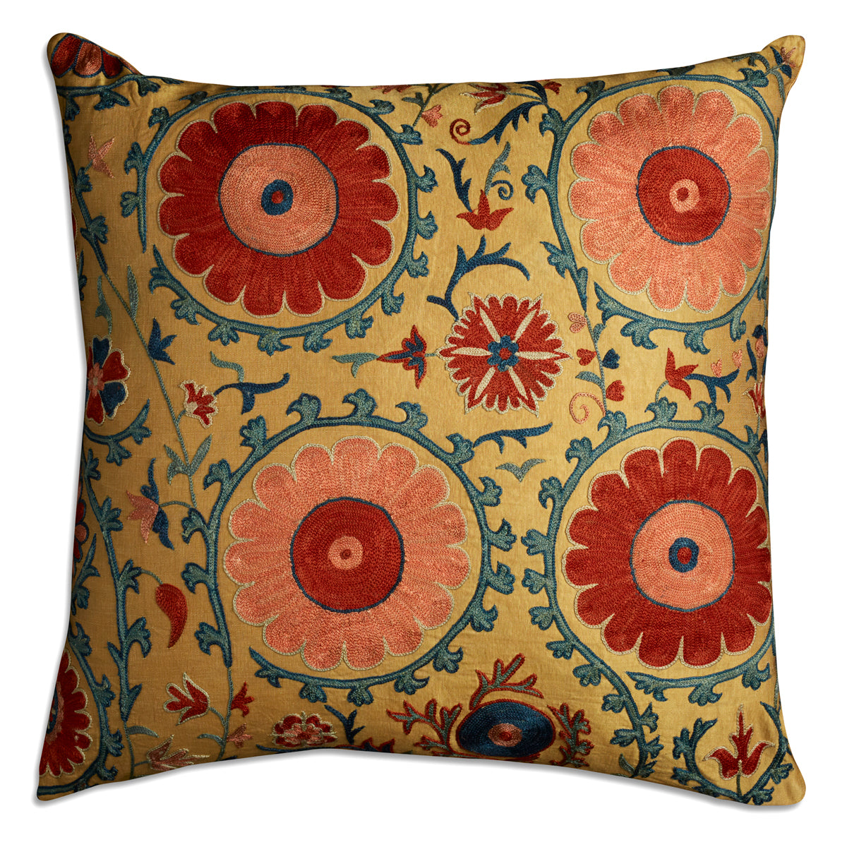 Nushka Cushions A Square Floral Silk Suzani Embroidered cushion