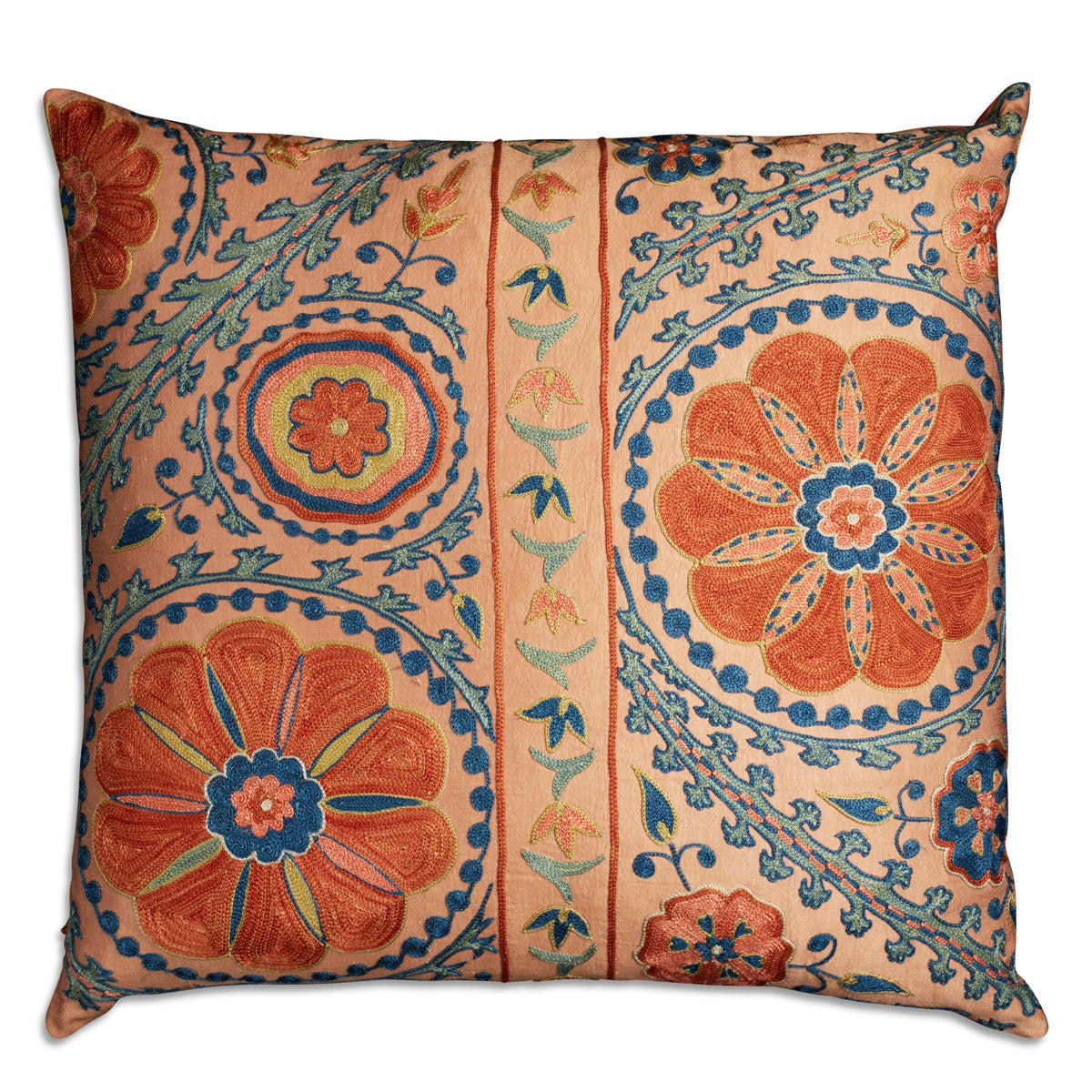 Nushka Cushions A Square Floral Silk Suzani Embroidered cushion