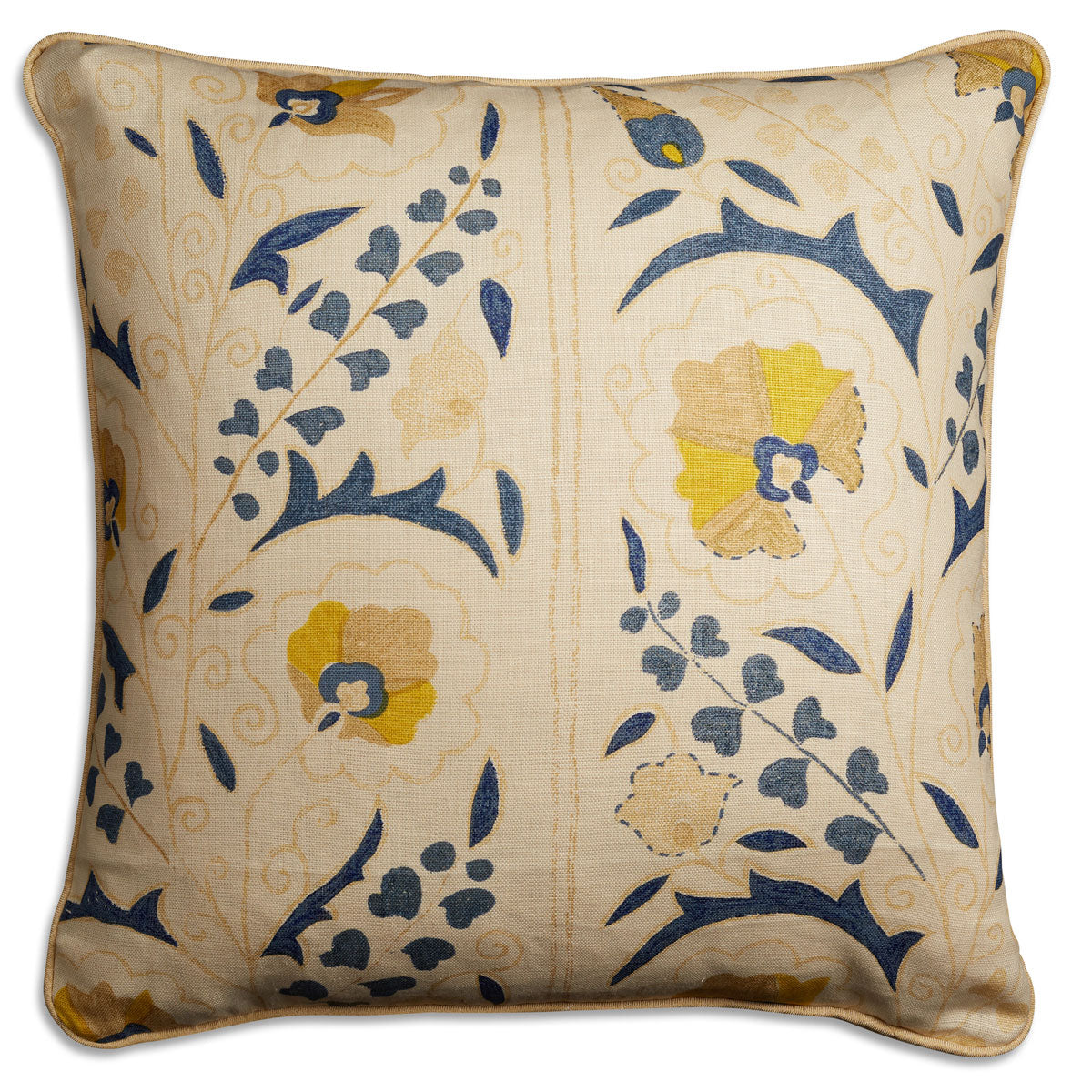 Nushka Cushions Blue and yellow printed floral design cushion