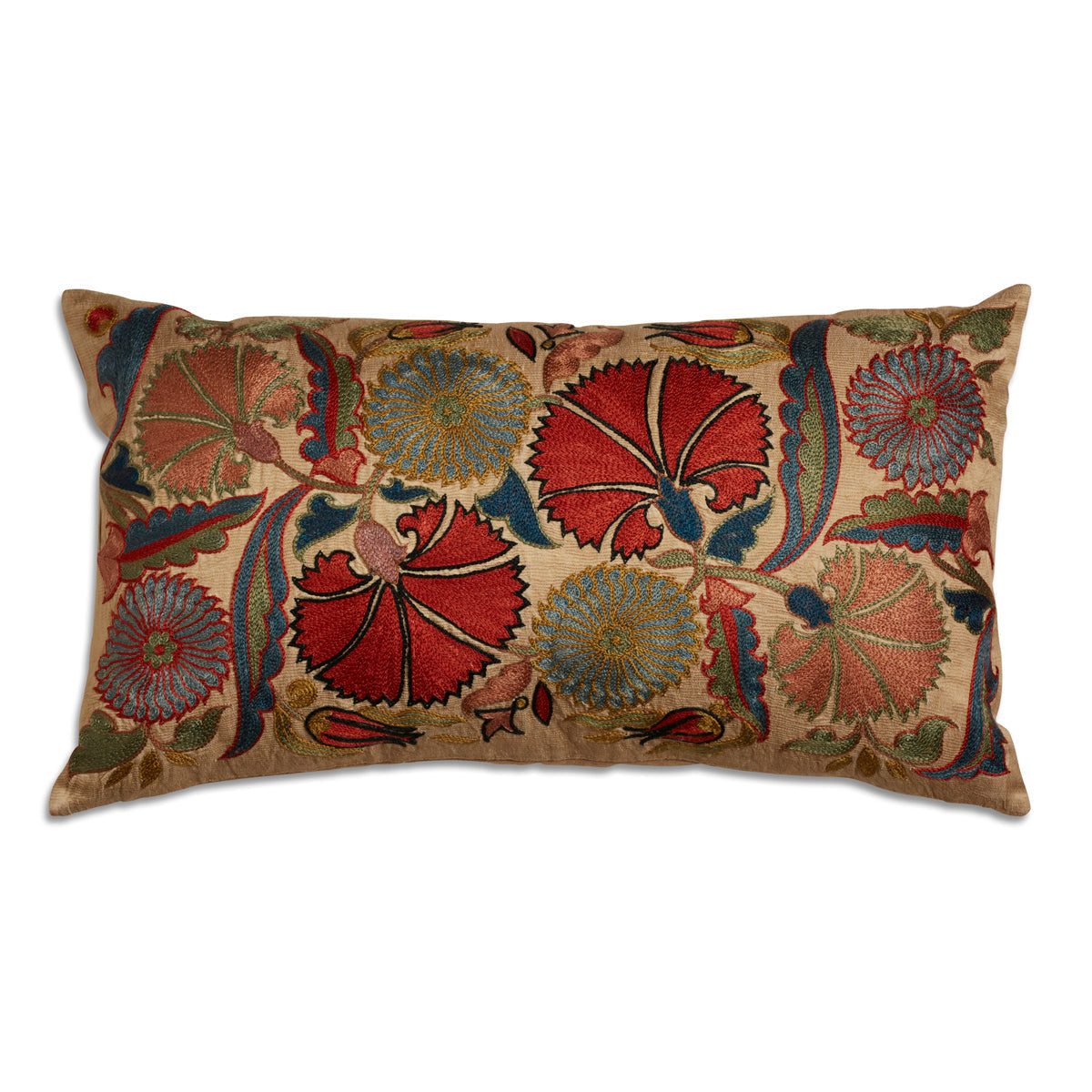 Nushka Cushions Bold Coloured Floral Silk Suzani Embroidered Cushion