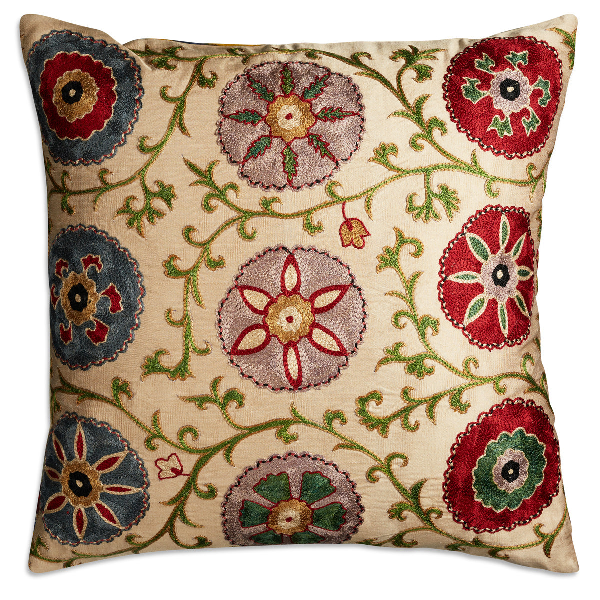 Nushka Cushions Bold square floral design suzani cushion