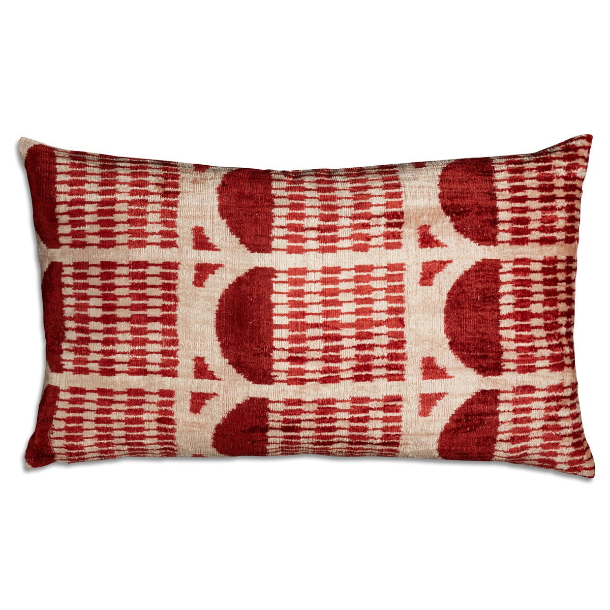 Nushka Cushions Burgundy Hand-woven Silk Velvet Ikat Cushion