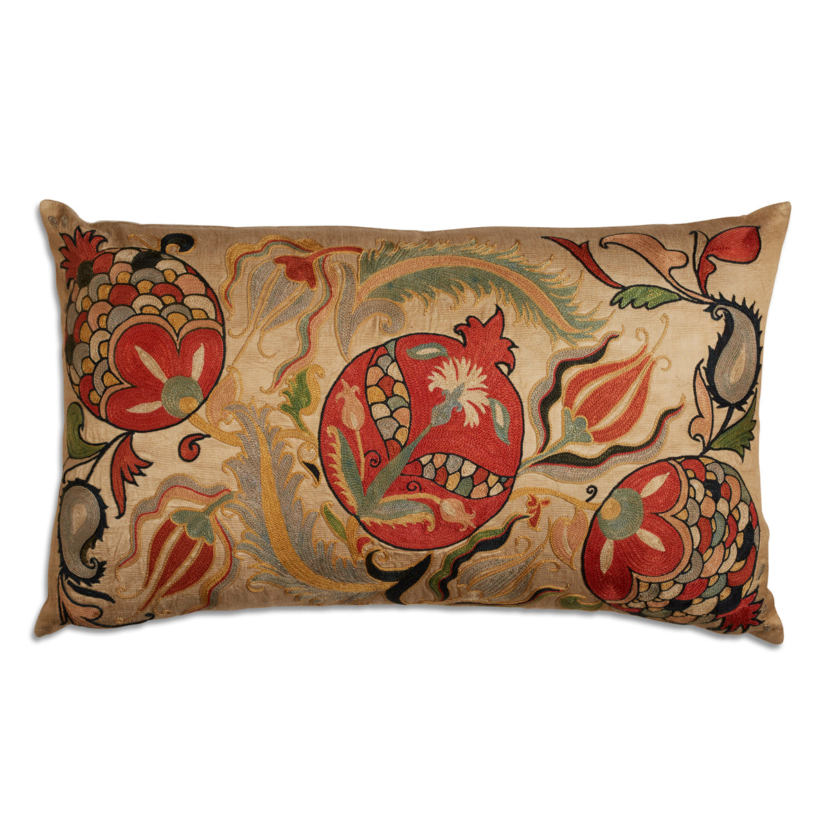 Nushka Cushions Copy of Bold Coloured Floral Silk Suzani Embroidered Cushion