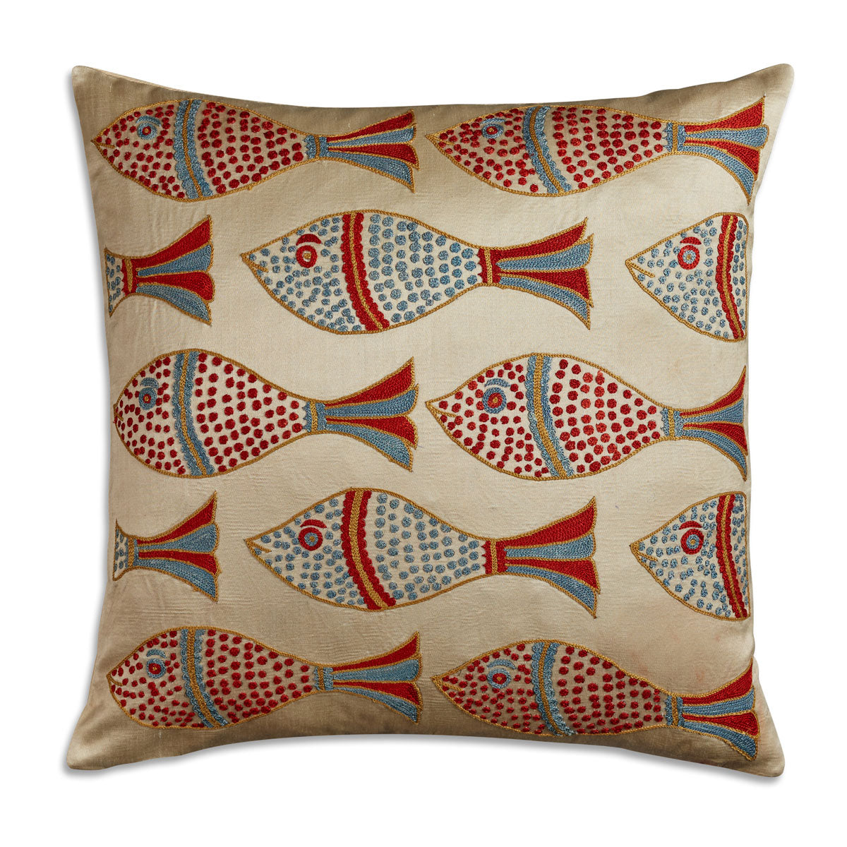 Nushka Cushions Fish Suzani embroidered silk cushion