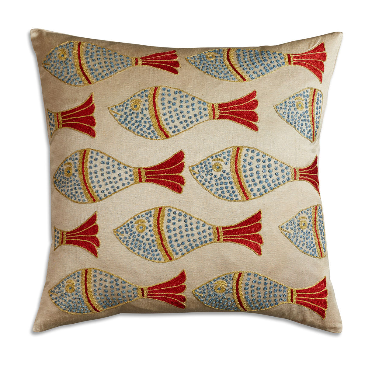 Nushka Cushions Fish Suzani embroidered silk cushion