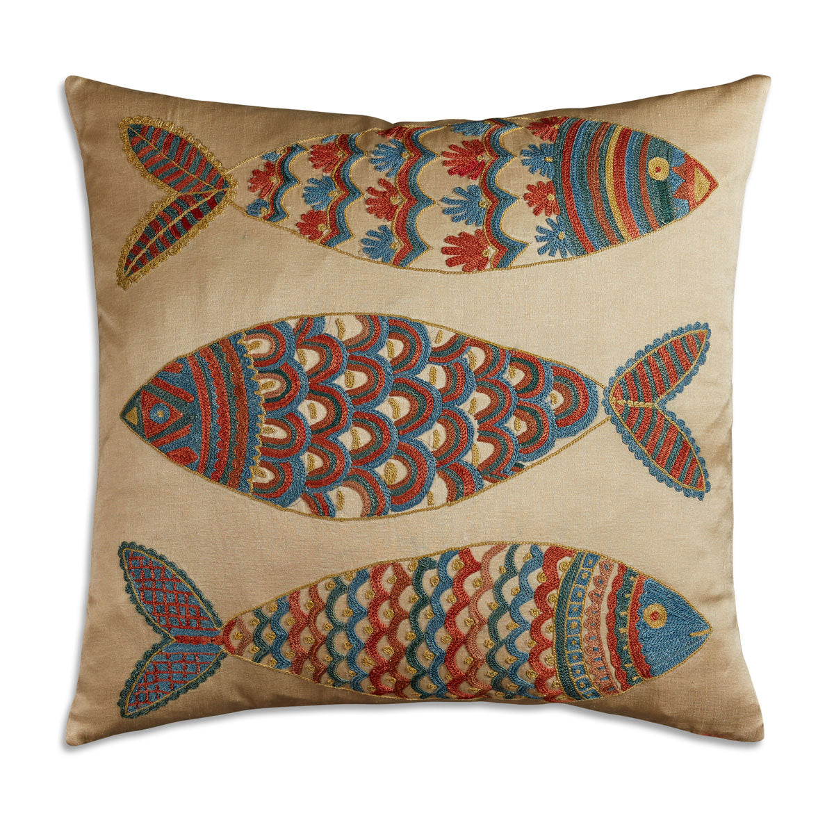 Nushka Cushions Fish Suzani embroidered silk cushion