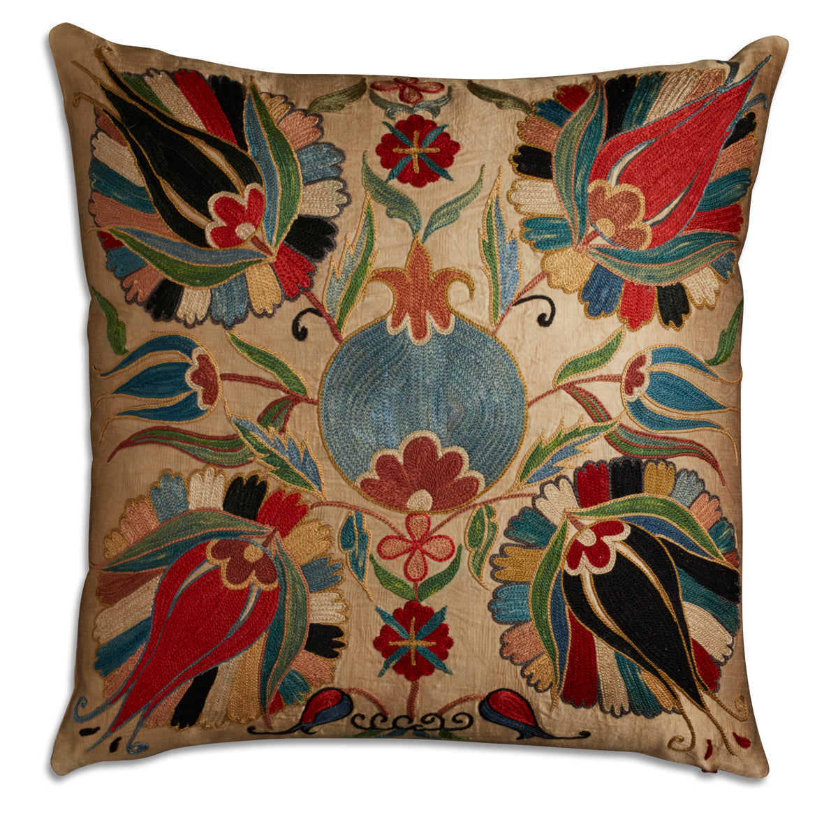 Nushka Cushions Floral Silk Suzani Embroidered Cushion