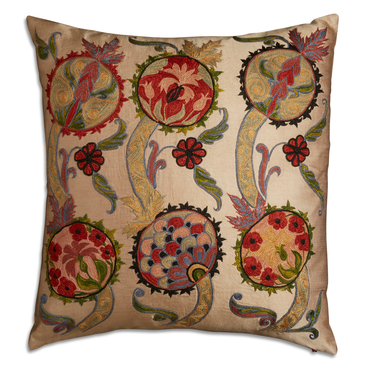 Nushka Cushions Floral Silk Suzani Embroidered Cushion