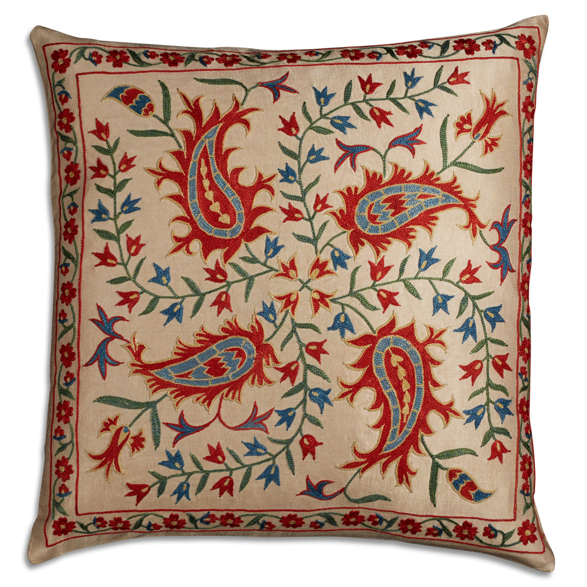 Nushka Cushions Floral Silk Suzani Embroidered Cushion