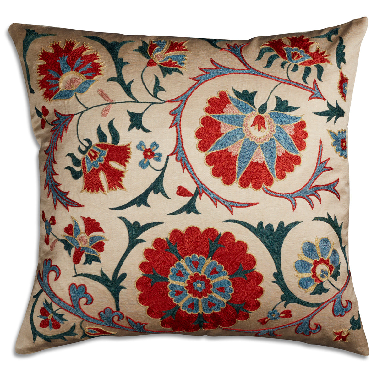 Nushka Cushions Floral Silk Suzani Embroidered Cushion