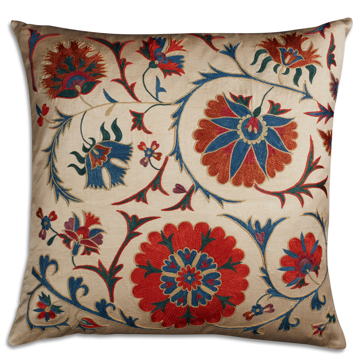 Nushka Cushions Floral Silk Suzani Embroidered Cushion