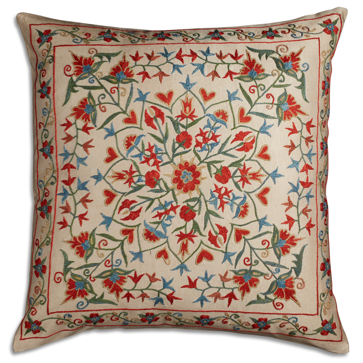 Nushka Cushions Floral Silk Suzani Embroidered Cushion