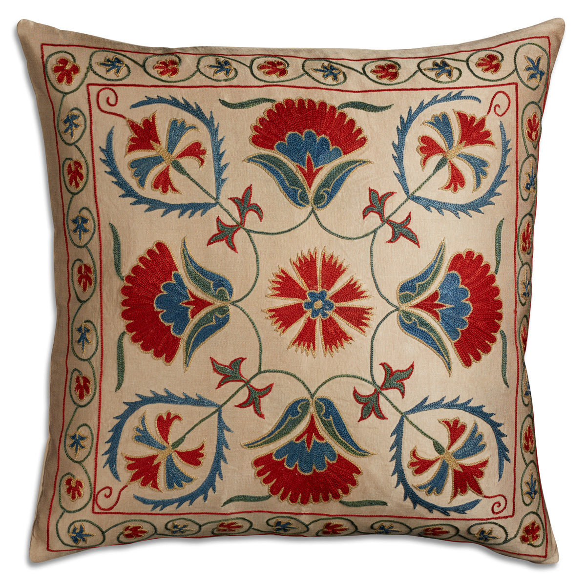 Nushka Cushions Floral Silk Suzani Embroidered Cushion