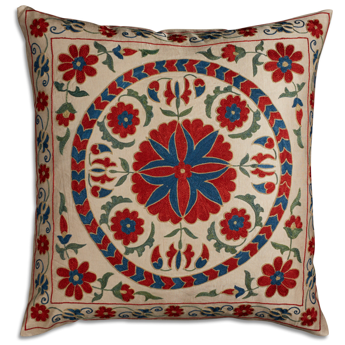 Nushka Cushions Floral Silk Suzani Embroidered Cushion