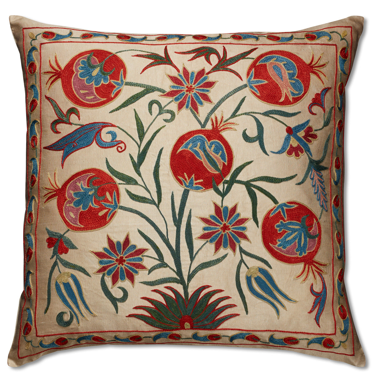 Nushka Cushions Floral Silk Suzani Embroidered Cushion