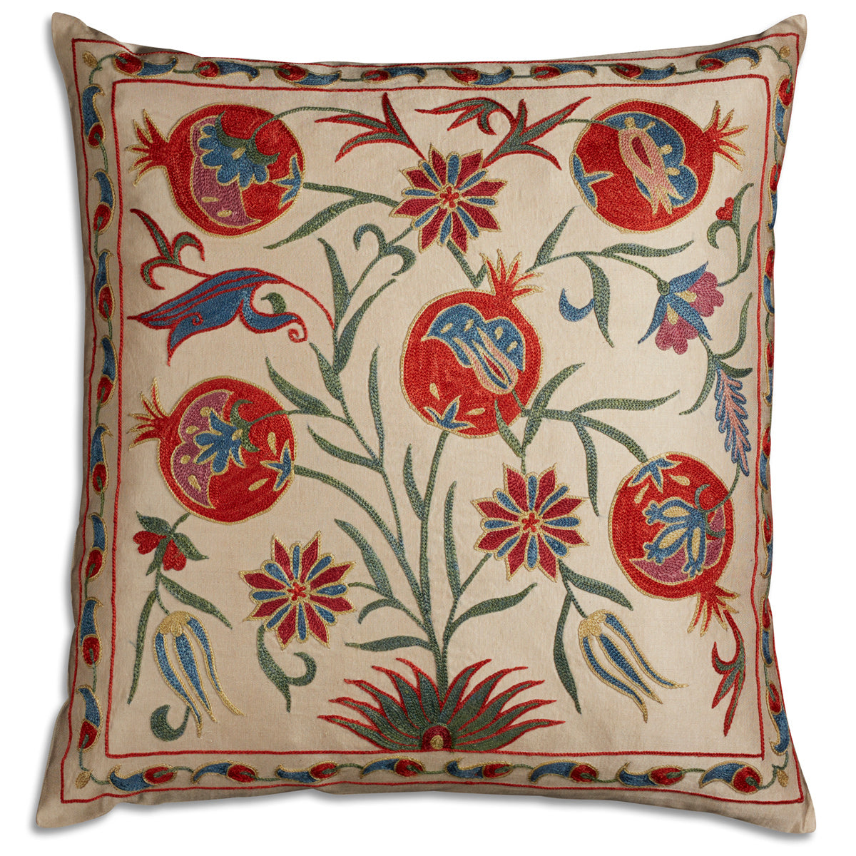 Nushka Cushions Floral Silk Suzani Embroidered Cushion