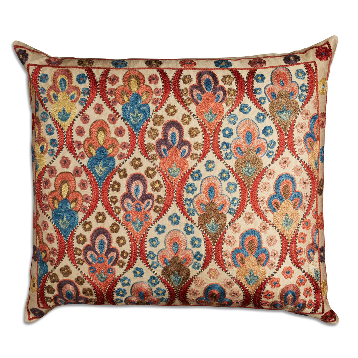 Nushka Cushions Floral Silk Suzani Embroidered Cushion