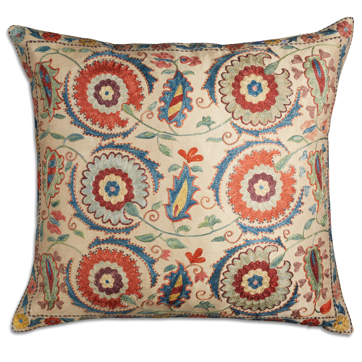 Nushka Cushions Floral silk suzani embroidered cushion