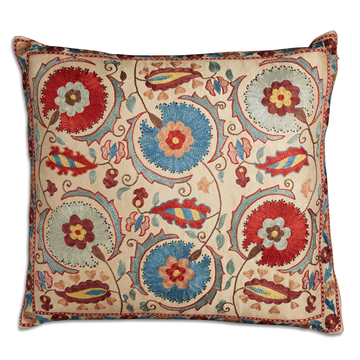 Nushka Cushions Floral silk suzani embroidered cushion