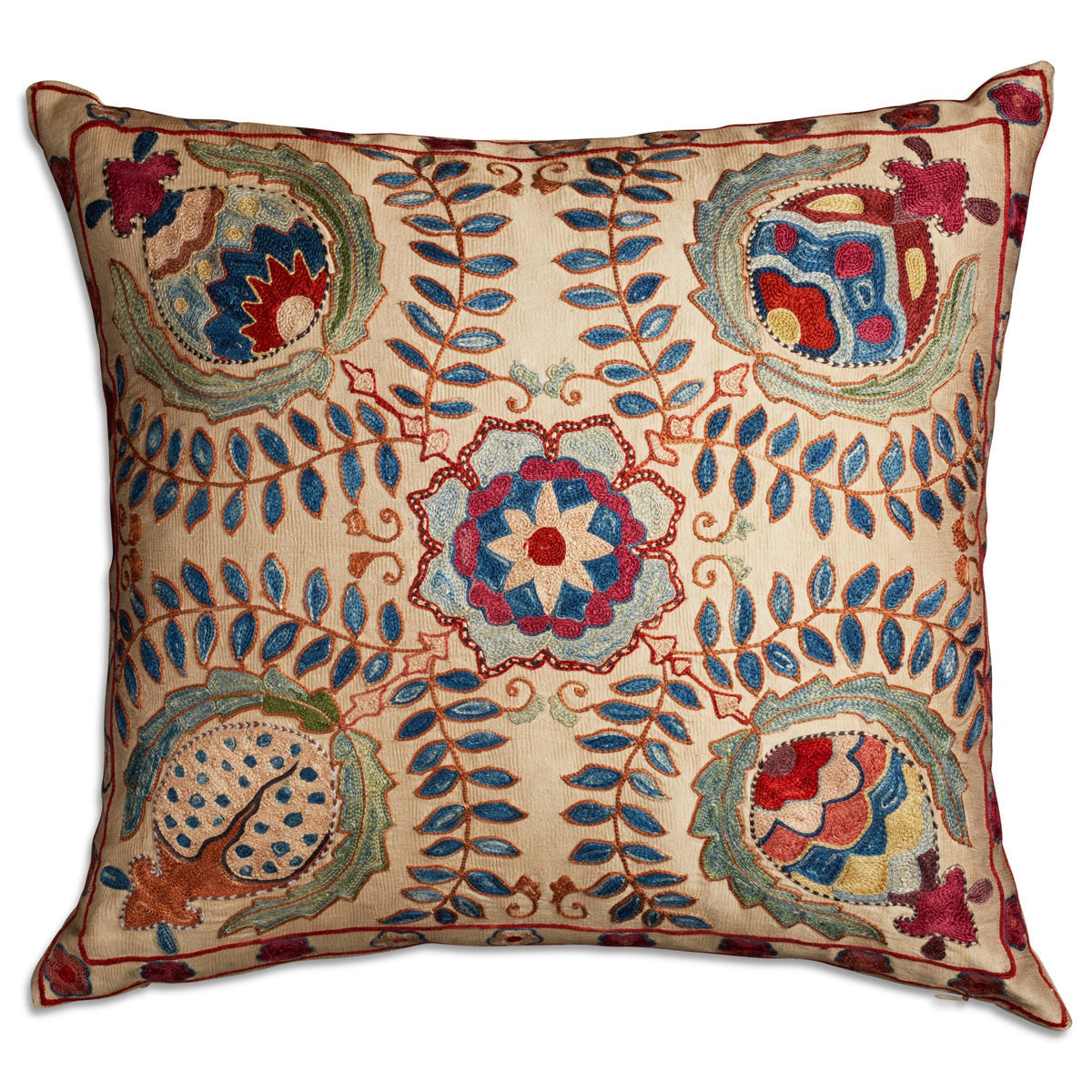 Nushka Cushions Floral silk suzani embroidered cushion