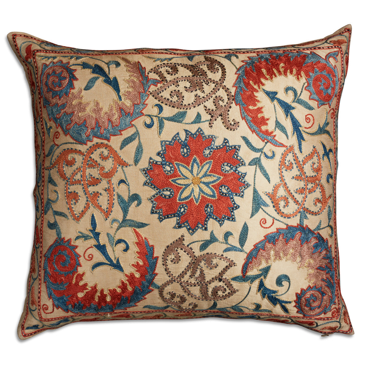 Nushka Cushions Floral silk suzani embroidered cushion