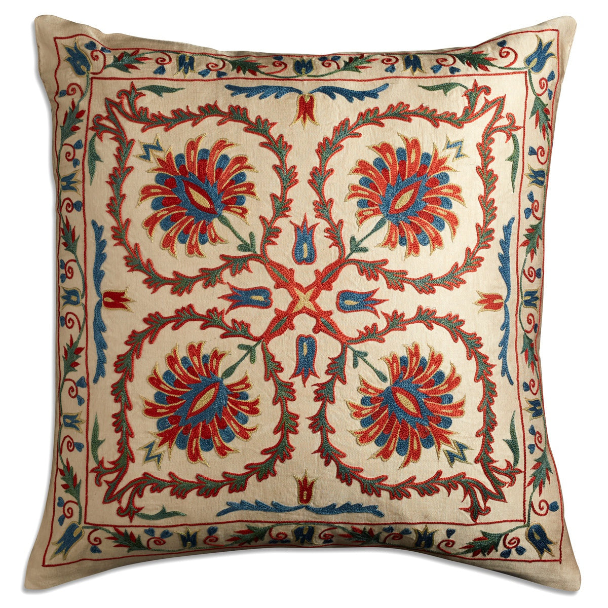 Nushka Cushions Floral Suzani embroidered silk cushion