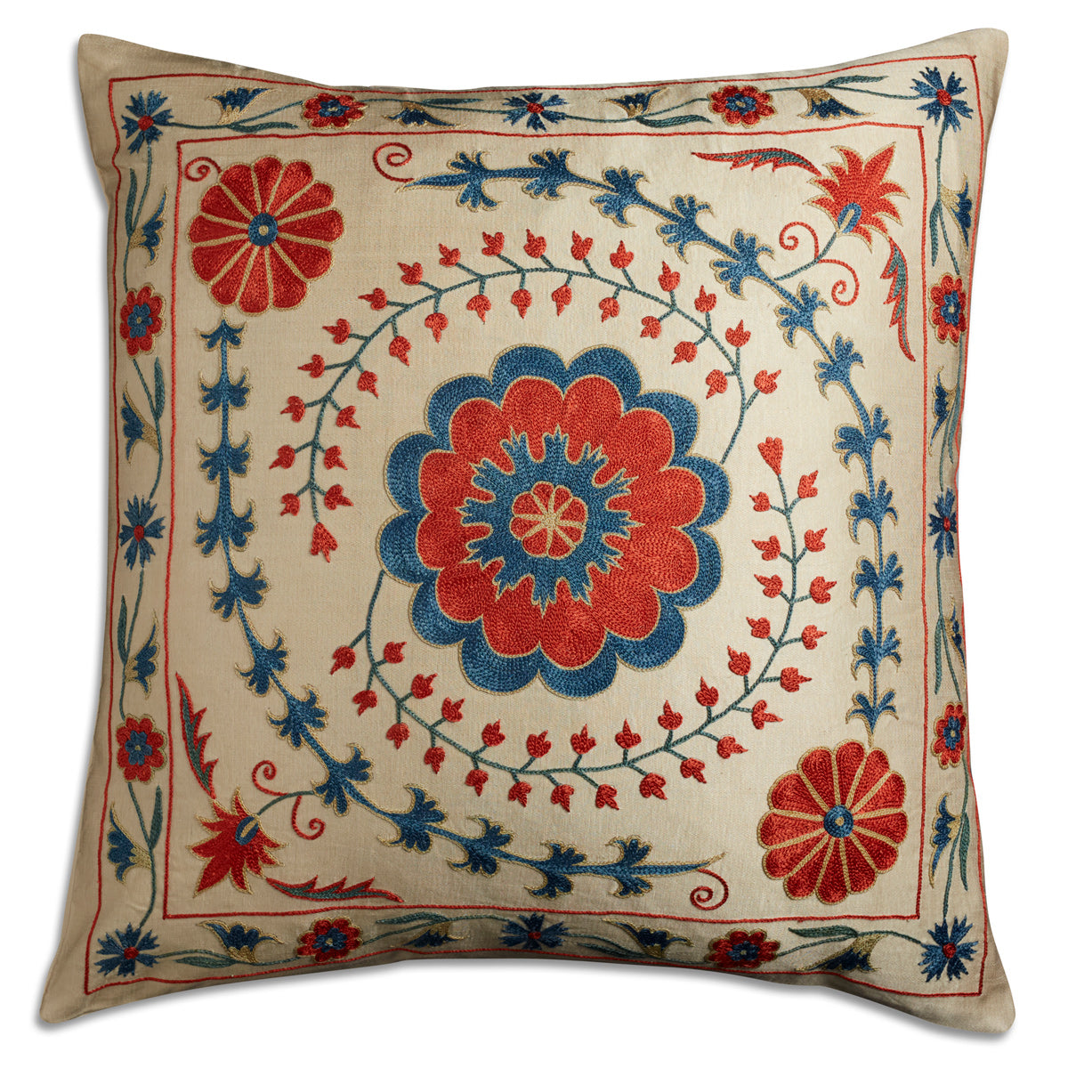 Nushka Cushions Floral Suzani embroidered silk cushion