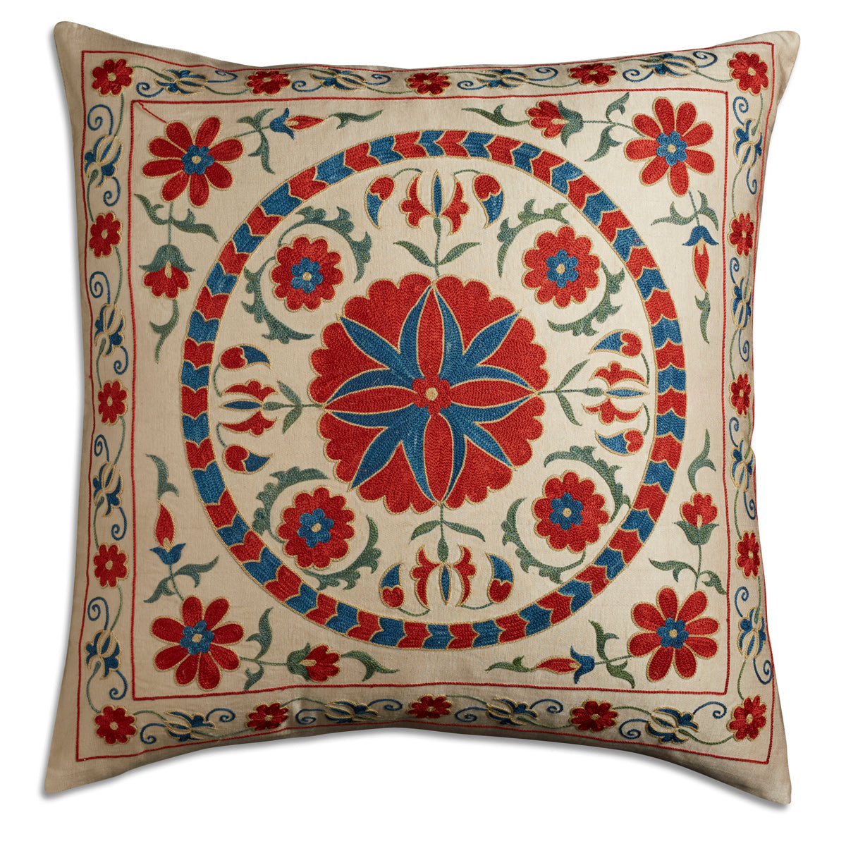 Nushka Cushions Floral Suzani embroidered silk cushion