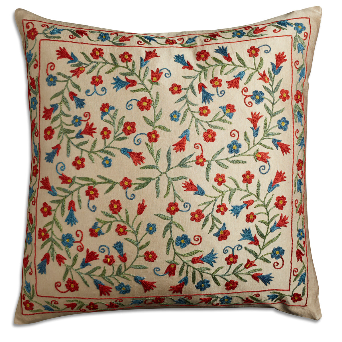 Nushka Cushions Floral Suzani embroidered silk cushion