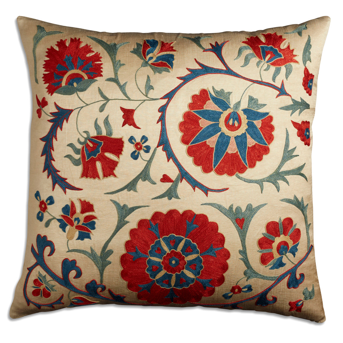 Nushka Cushions Floral Suzani embroidered silk cushion