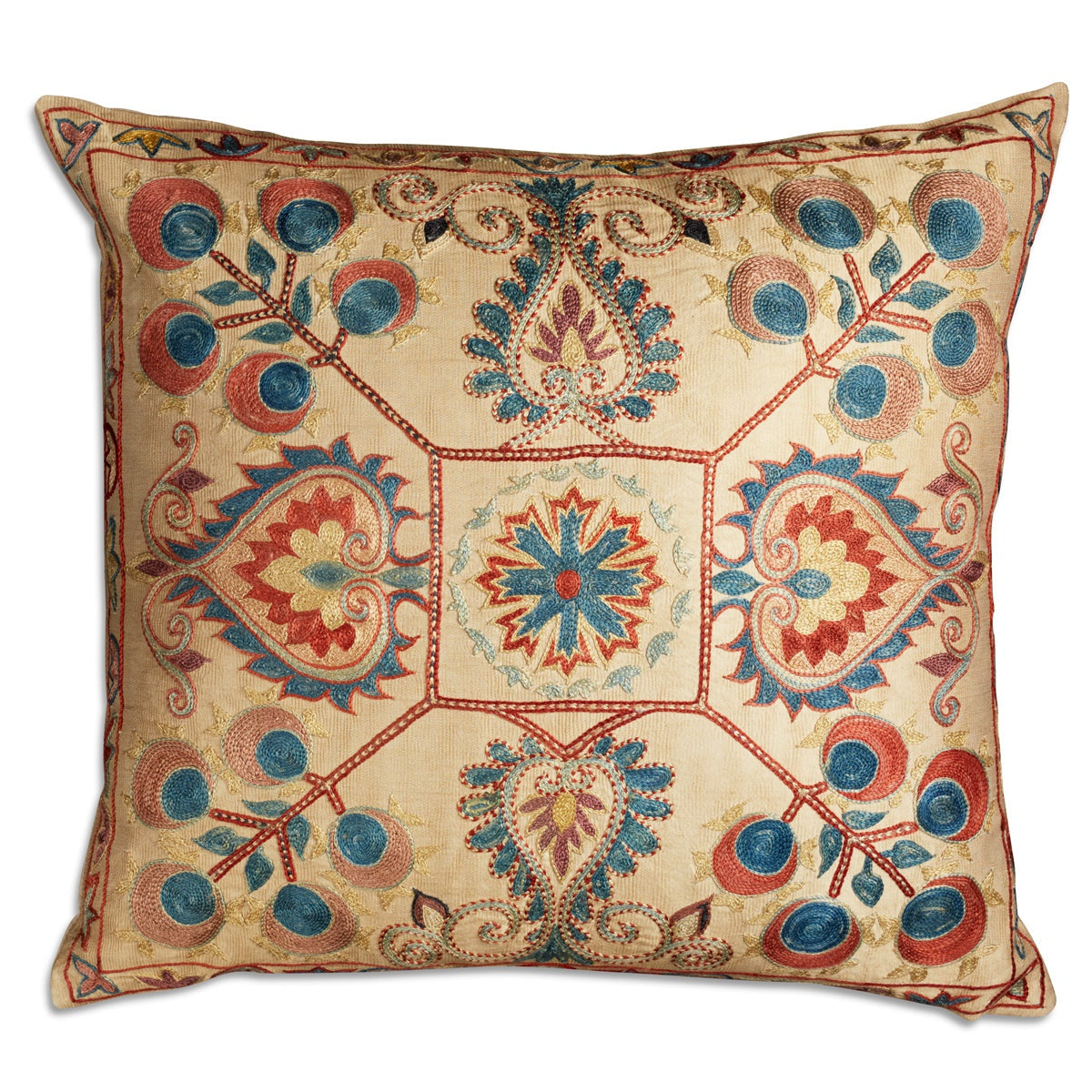 Nushka Cushions Floral suzani embroidered silk cushion