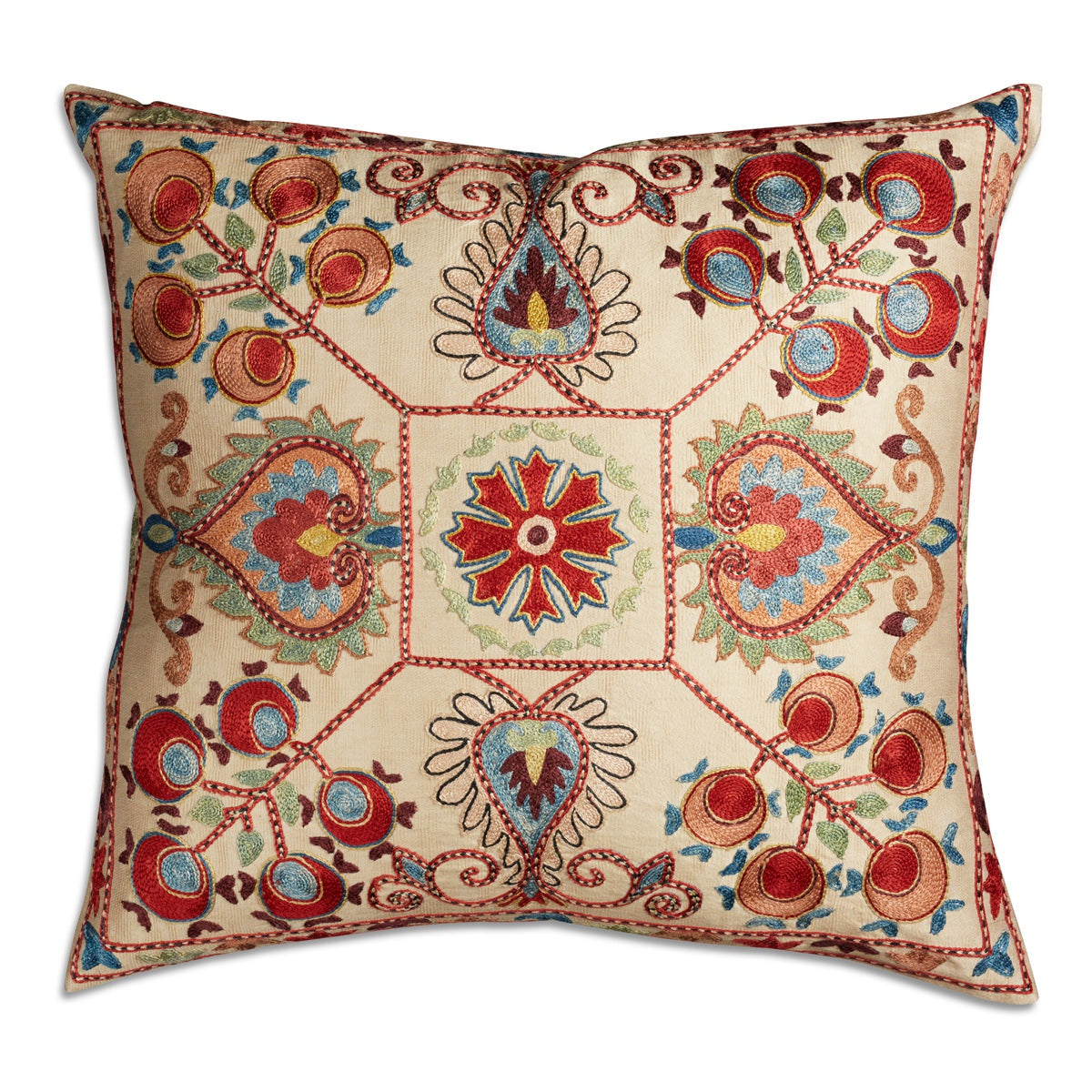 Nushka Cushions Floral Suzani embroidered silk cushion