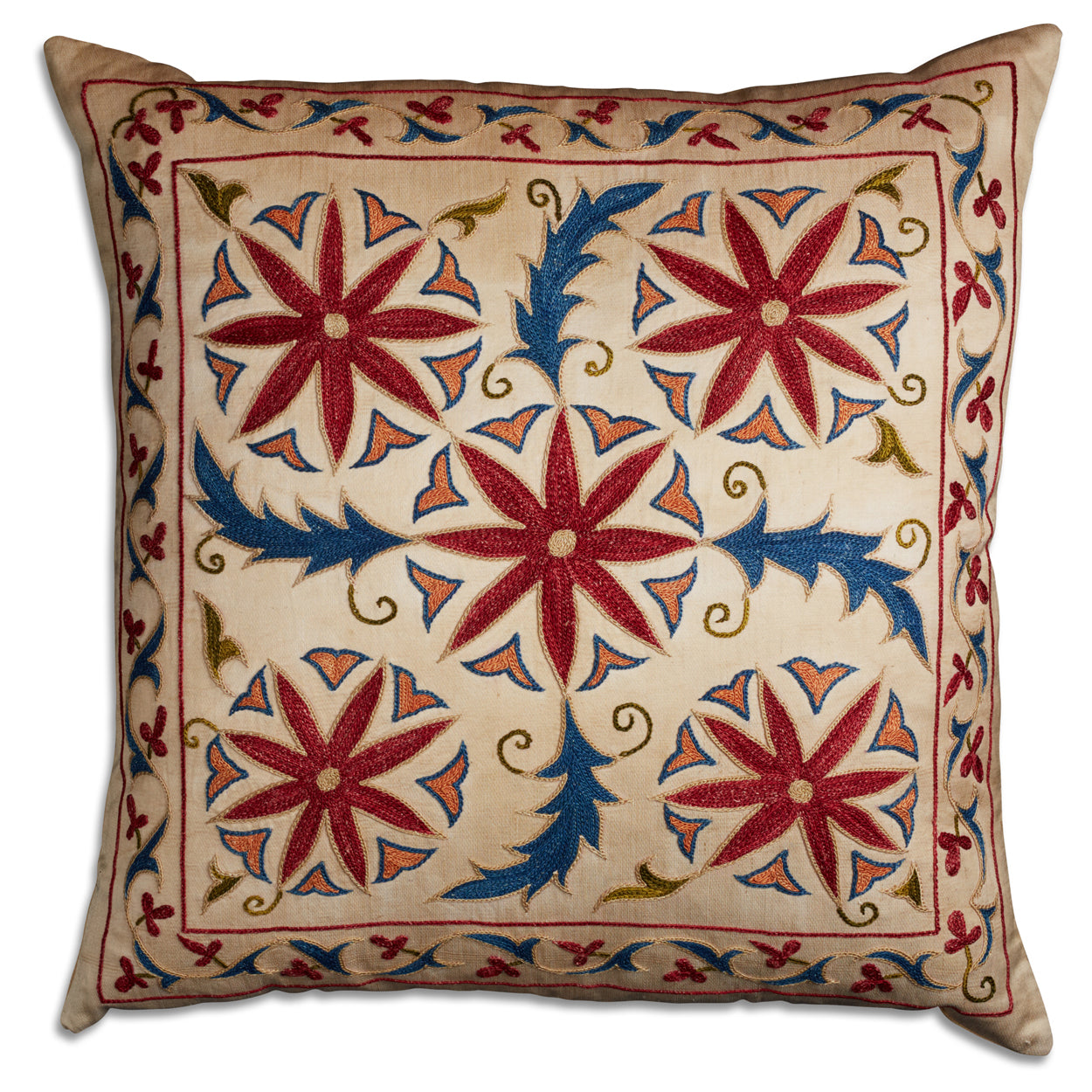 Nushka Cushions Floral suzani embroidered silk cushion