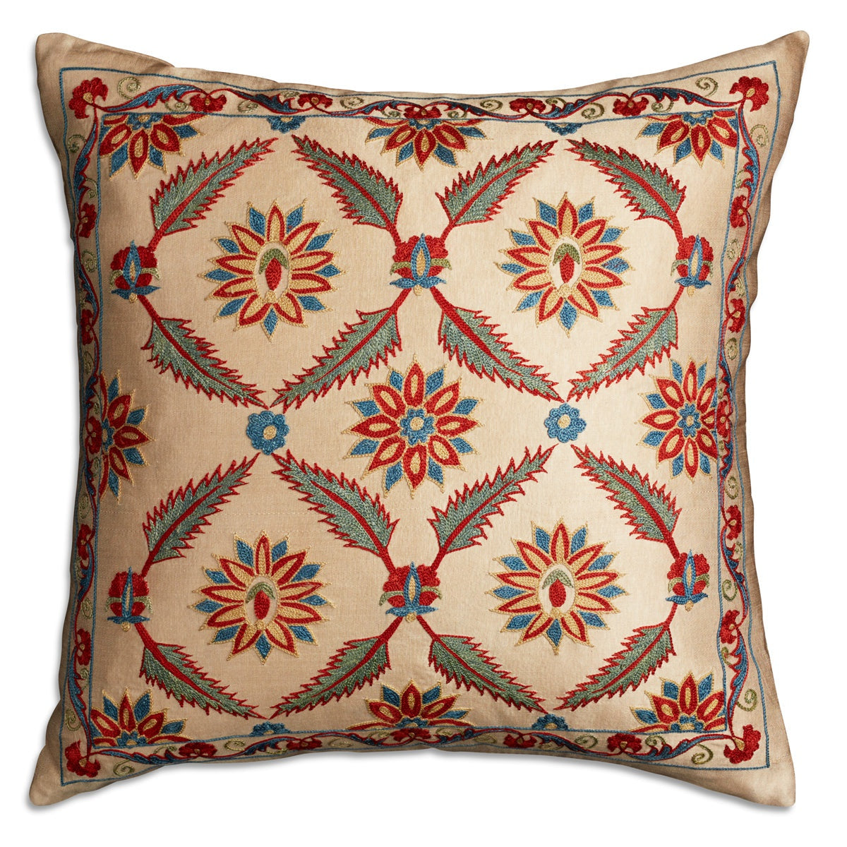 Nushka Cushions Floral suzani embroidered silk cushion