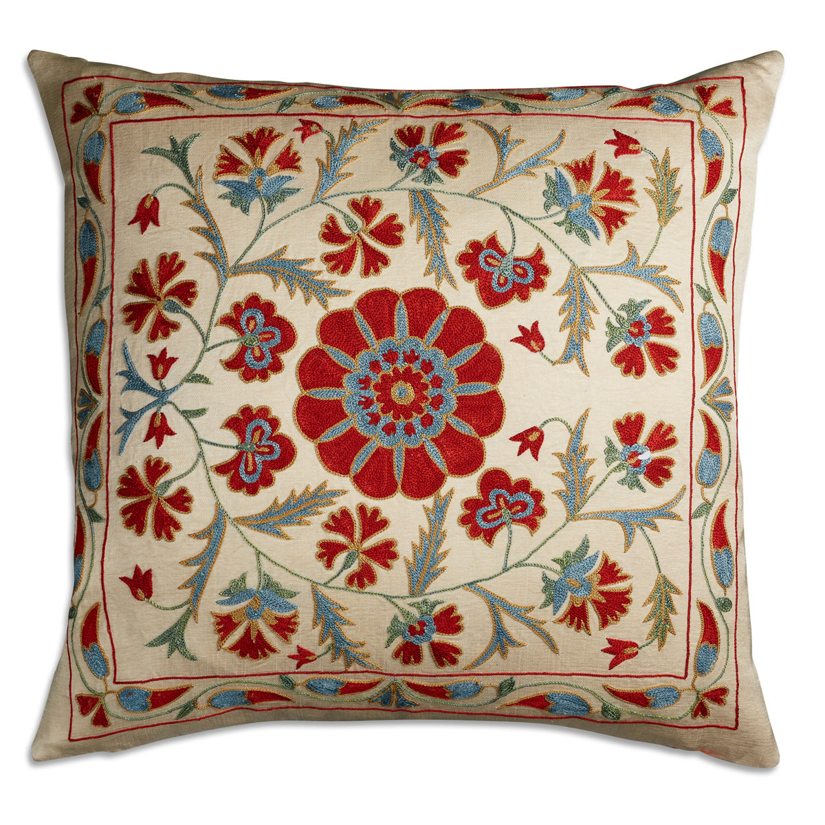 Nushka Cushions Floral Suzani embroidered silk cushion