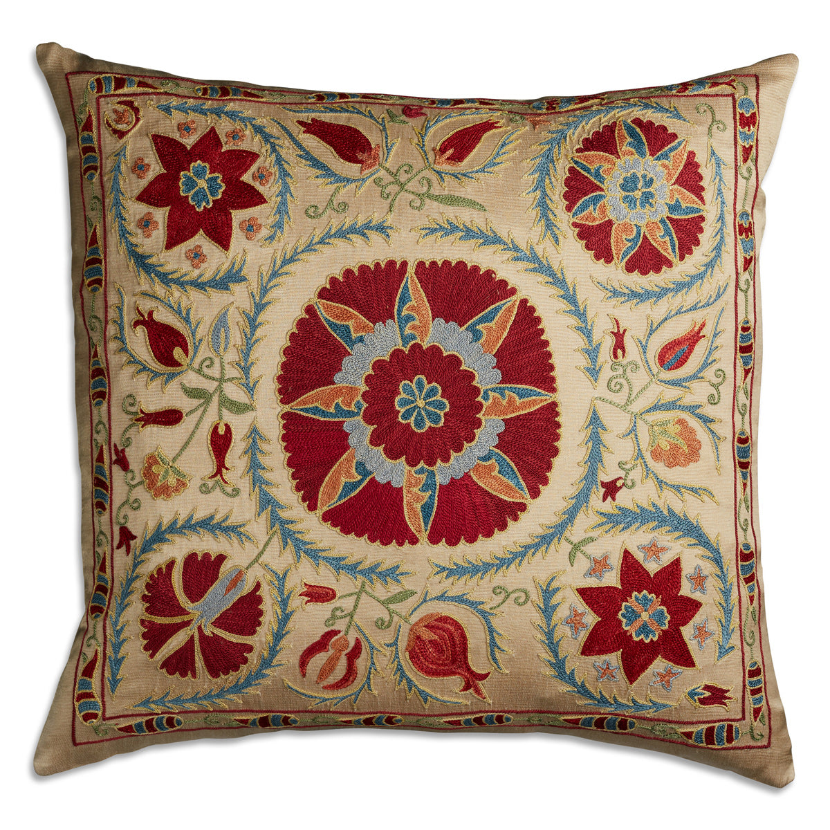 Nushka Cushions Floral Suzani embroidered silk cushion