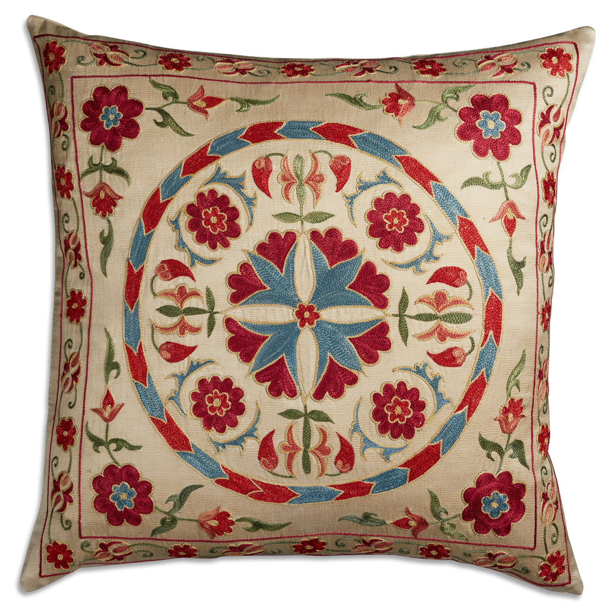 Nushka Cushions Floral Suzani embroidered silk cushion