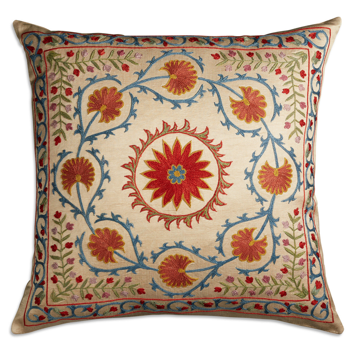 Nushka Cushions Floral Suzani embroidered silk cushion